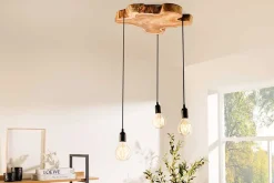 Handgefertigte Hängeleuchte HYPNOTIC 50cm natur Longan Massivholz