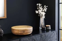 Handgefertigte Schale PURE NATURE 40cm natur Mangoholz rund mit Deckel Schmuck-Dose