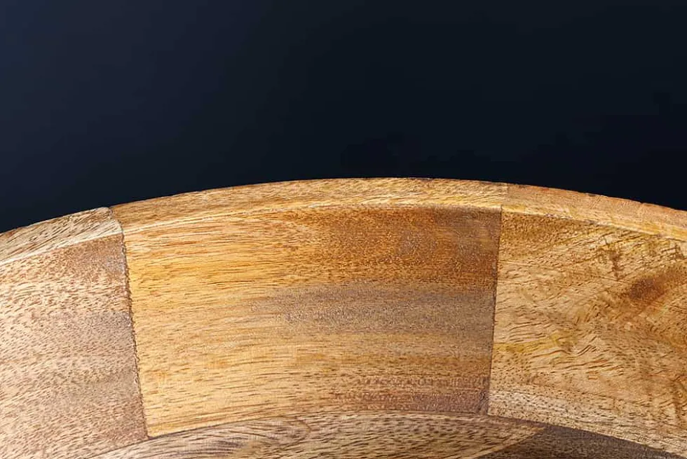 Handgefertigte Schale PURE NATURE 40cm natur Mangoholz rund mit Deckel Schmuck-Dose