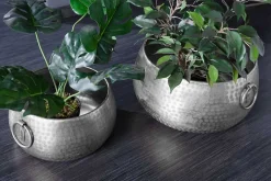Handgefertigte Schalen 2er Set ORIENT silber Blumentopf im Hammerschlagdesign