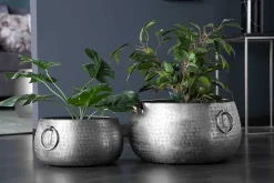 Handgefertigte Schalen 2er Set ORIENT silber Blumentopf im Hammerschlagdesign