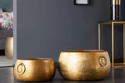 Handgefertigte Schalen 2er Set ORIENT gold Blumentopf im Hammerschlagdesign