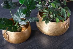 Handgefertigte Schalen 2er Set ORIENT gold Blumentopf im Hammerschlagdesign