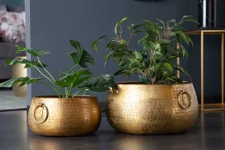 Handgefertigte Schalen 2er Set ORIENT gold Blumentopf im Hammerschlagdesign