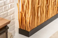 Handgefertigte Stehlampe NATURAL PARAVENT 180cm Longan-Holz Raumtrenner