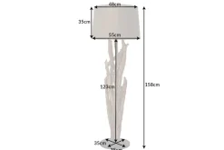 Handgefertigte Stehlampe WILD NATURE 158cm grau Treibholz Stehleuchte Leinenschirm