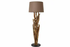 Handgefertigte Stehlampe WILD NATURE 158cm grau Treibholz Stehleuchte Leinenschirm
