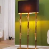 Handgefertigte Stehlampe WARDROBE 155cm schwarz gold natur Eisenholz Massivholz
