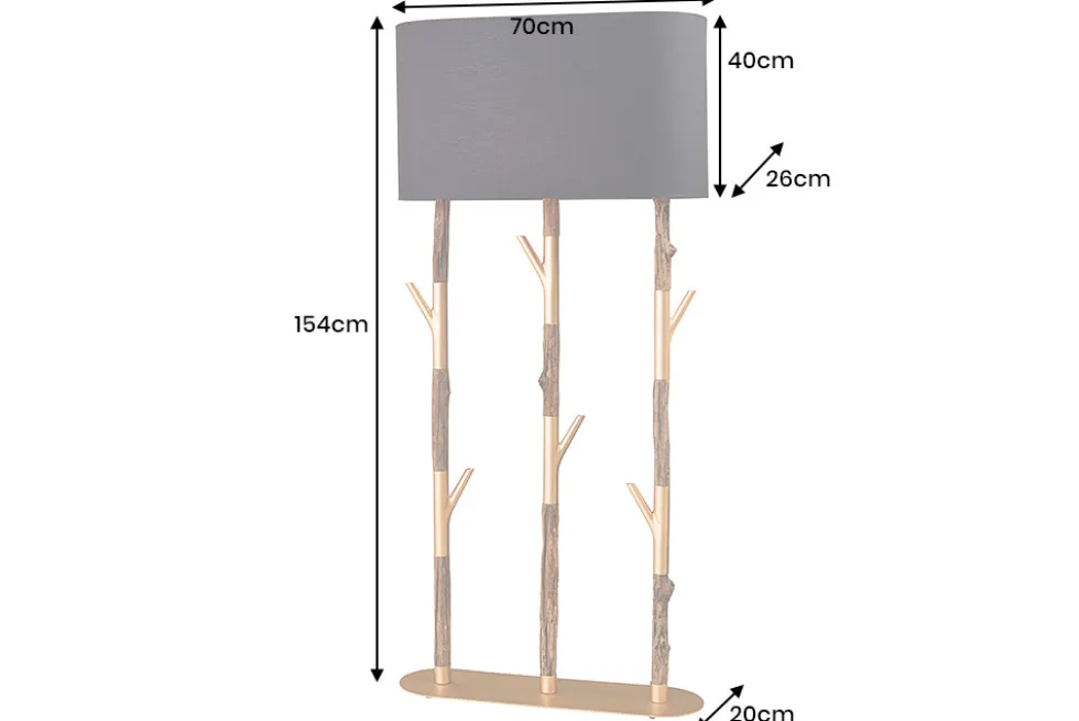 Handgefertigte Stehlampe WARDROBE 155cm schwarz gold natur Eisenholz Massivholz
