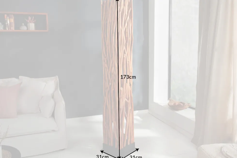Handgefertigte Stehlampe NATURE ART 173cm aus Longan-Massivholz