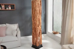 Handgefertigte Stehlampe NATURE ART 173cm aus Longan-Massivholz