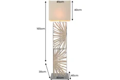 Handgefertigte Stehlampe EUPHORIA 165cm natur Longanholz beige mit Lampenschirm