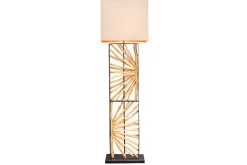 Handgefertigte Stehlampe EUPHORIA 165cm natur Longanholz beige mit Lampenschirm