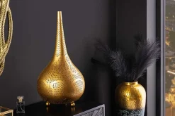 Handgefertigte Stehlampe ORIENT LIVING 50cm gold Eisen Tropfenform