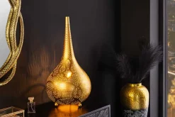 Handgefertigte Stehlampe ORIENT LIVING 50cm gold Eisen Tropfenform