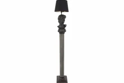 Handgefertigte Stehlampe DAVID 120cm schwarz mit Büste Stoffschirm