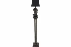 Handgefertigte Stehlampe DAVID 120cm schwarz mit Büste Stoffschirm
