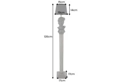 Handgefertigte Stehlampe DAVID 120cm schwarz mit Büste Stoffschirm
