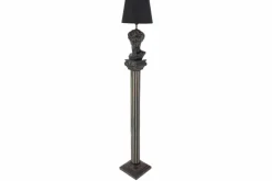Handgefertigte Stehlampe DAVID 120cm schwarz mit Büste Stoffschirm