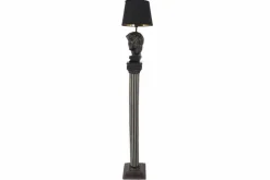 Handgefertigte Stehlampe DAVID 120cm schwarz mit Büste Stoffschirm