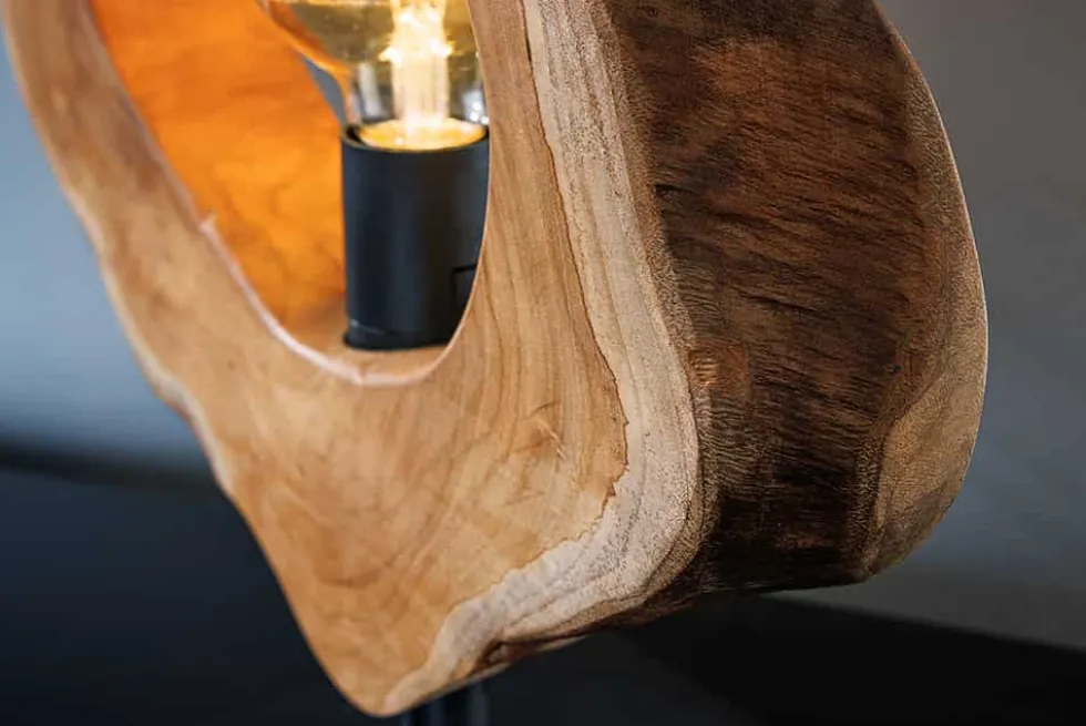 Handgefertigte Tischlampe ORGANIC ARTWORK 55cm natur Teakholz
