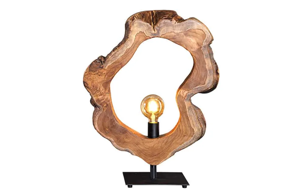 Handgefertigte Tischlampe ORGANIC ARTWORK 55cm natur Teakholz