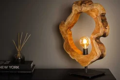 Handgefertigte Tischlampe ORGANIC ARTWORK 55cm natur Teakholz