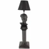 Handgefertigte Tischlampe DAVID 70cm schwarz mit Büste Stoffschirm