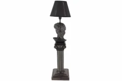 Handgefertigte Tischlampe DAVID 70cm schwarz mit Büste Stoffschirm