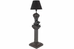Handgefertigte Tischlampe DAVID 70cm schwarz mit Büste Stoffschirm