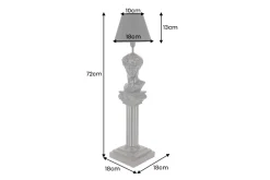 Handgefertigte Tischlampe DAVID 70cm schwarz mit Büste Stoffschirm