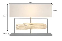 Handgefertigte Tischlampe ROUSILIQUE 80cm natur Eisenholz beige mit Lampenschirm