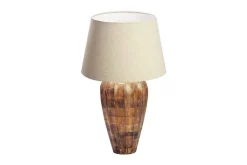Handgefertigte Tischlampe PURE NATURE 65cm weiß natur Mangoholz mit Stoffschirm