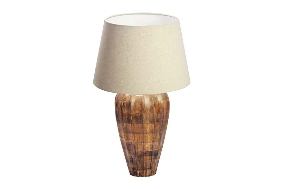 Handgefertigte Tischlampe PURE NATURE 65cm weiß natur Mangoholz mit Stoffschirm