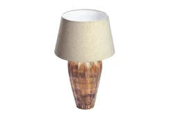 Handgefertigte Tischlampe PURE NATURE 65cm weiß natur Mangoholz mit Stoffschirm