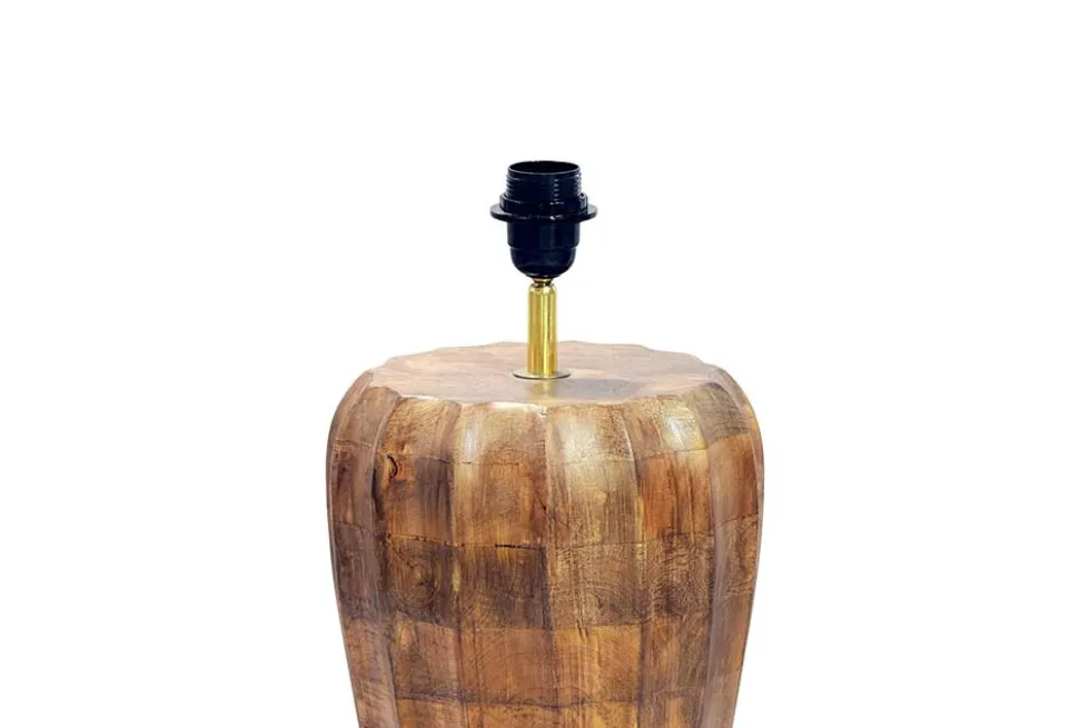 Handgefertigte Tischlampe PURE NATURE 65cm weiß natur Mangoholz mit Stoffschirm
