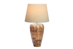Handgefertigte Tischlampe PURE NATURE 65cm weiß natur Mangoholz mit Stoffschirm