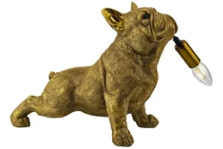 Handgefertigte Tischlampe BULLDOG 35cm gold Hunde-Skulptur
