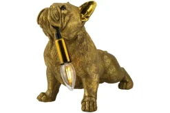 Handgefertigte Tischlampe BULLDOG 35cm gold Hunde-Skulptur
