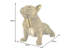 Handgefertigte Tischlampe BULLDOG 35cm gold Hunde-Skulptur