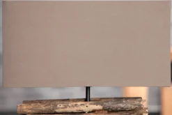 Handgefertigte Tischlampe PERIFERE 40cm braun Treibholz Leinenschirm