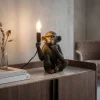 Handgefertigte Tischlampe SCHIMPANZEE 25cm schwarz Affen-Skulptur