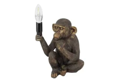 Handgefertigte Tischlampe SCHIMPANZEE 25cm schwarz Affen-Skulptur