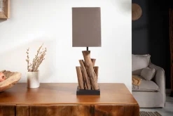 Handgefertigte Tischlampe PURE NATURE 45cm Eisenholz mit Baumwollschirm