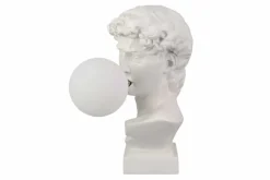 Handgefertigte Tischlampe DAVID 30cm weiß Büste mit Lampenkugel