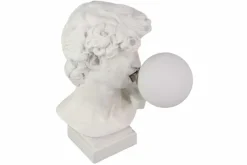 Handgefertigte Tischlampe DAVID 30cm weiß Büste mit Lampenkugel