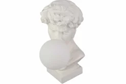 Handgefertigte Tischlampe DAVID 30cm weiß Büste mit Lampenkugel