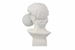 Handgefertigte Tischlampe DAVID 30cm weiß Büste mit Lampenkugel