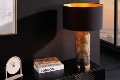 Handgefertigte Tischlampe ZEA 60cm schwarz natur runder Lampenschirm Seegras