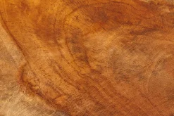 Handgefertigte Tischlampe HYPNOTIC 50cm natur Teakholz beige mit Leinenschirm